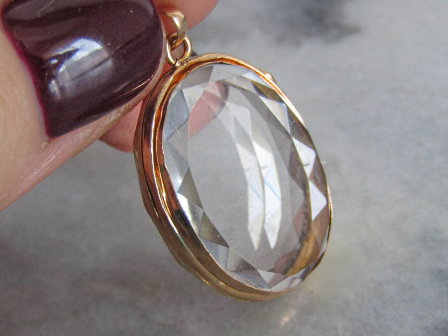 Antique 18K Gold and Beveled Rock Crystal Shaker Locket, French Victorian Solid Gold Pendant