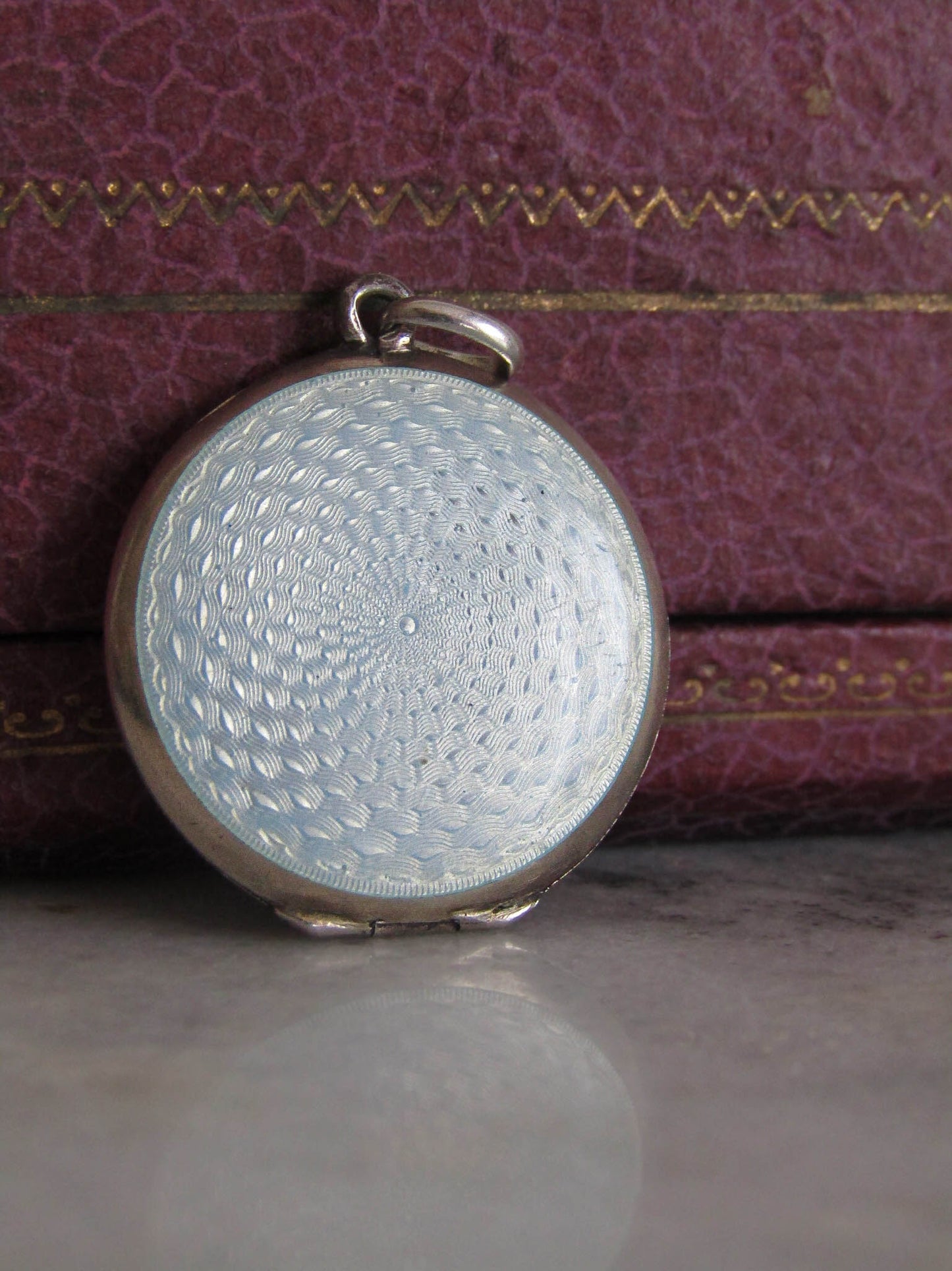 Antique Blue Guilloche Enamel Locket, Belle Epoque Star Locket c. 1900