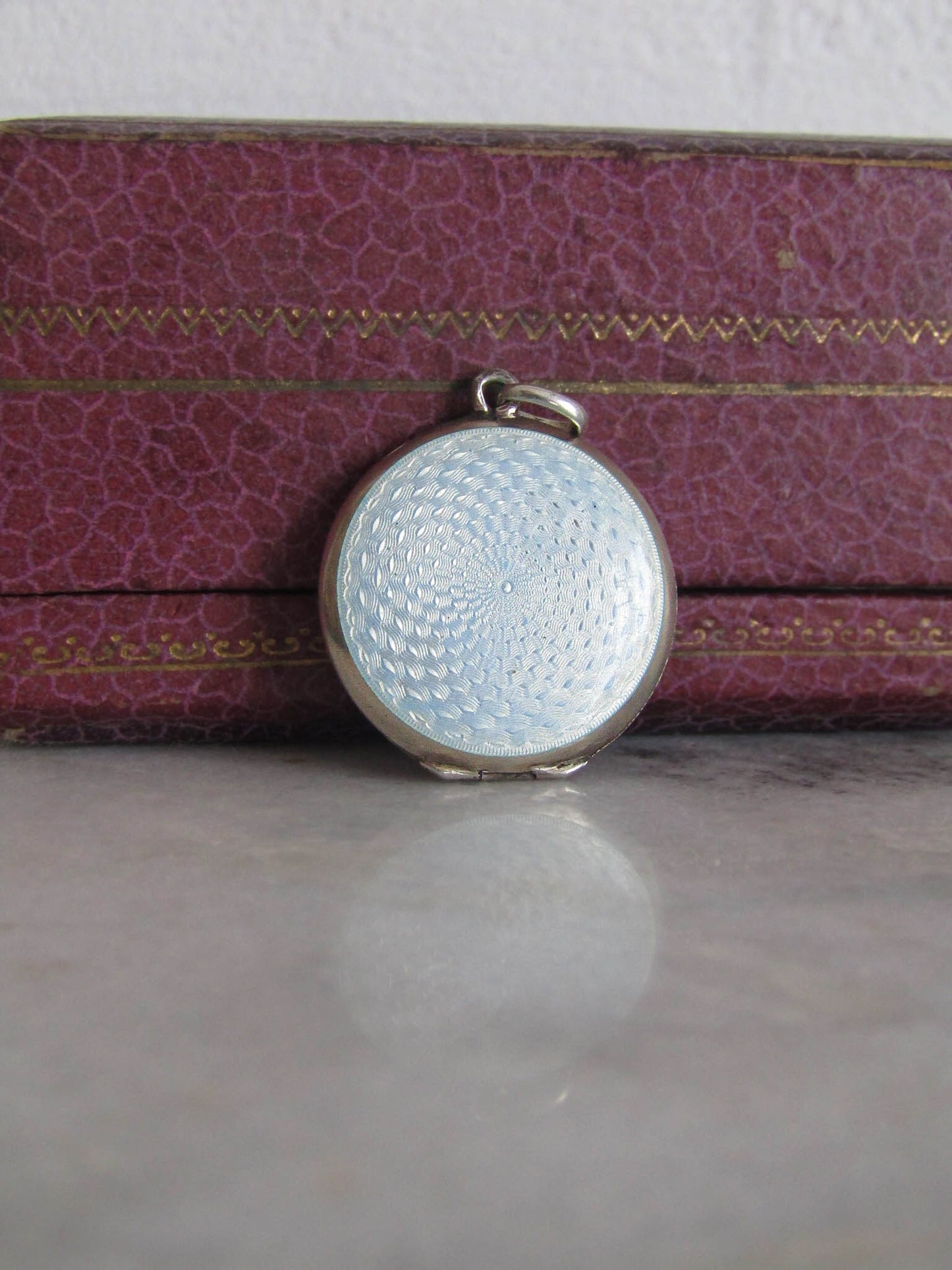 Antique Blue Guilloche Enamel Locket, Belle Epoque Star Locket c. 1900