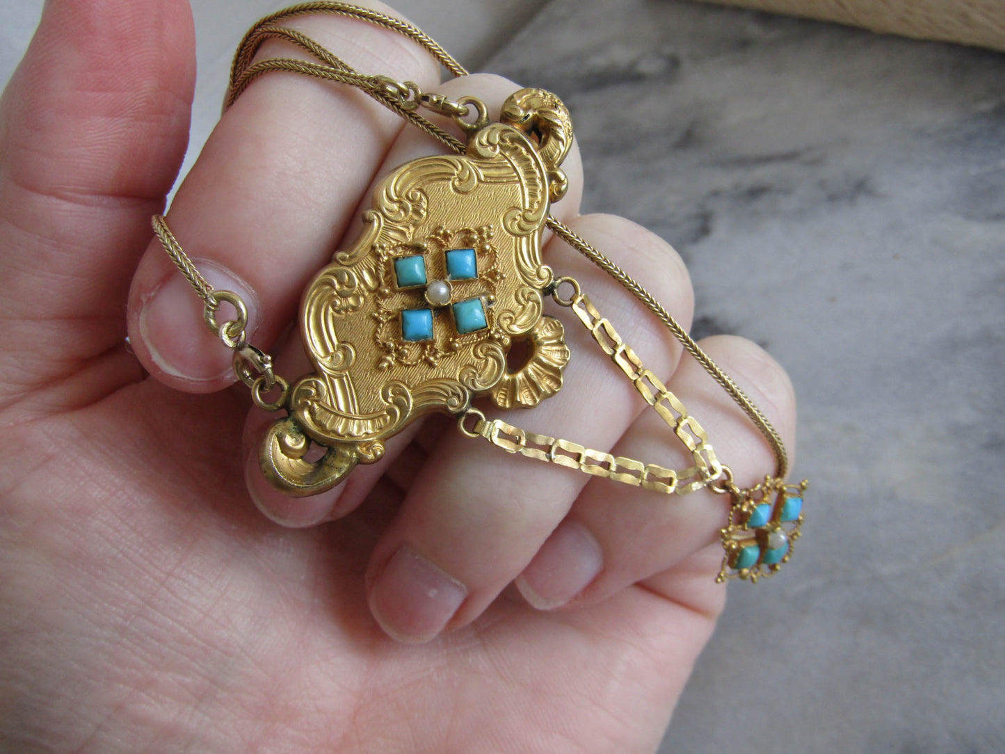 Antique French Napoleon III Necklace with detachable chain