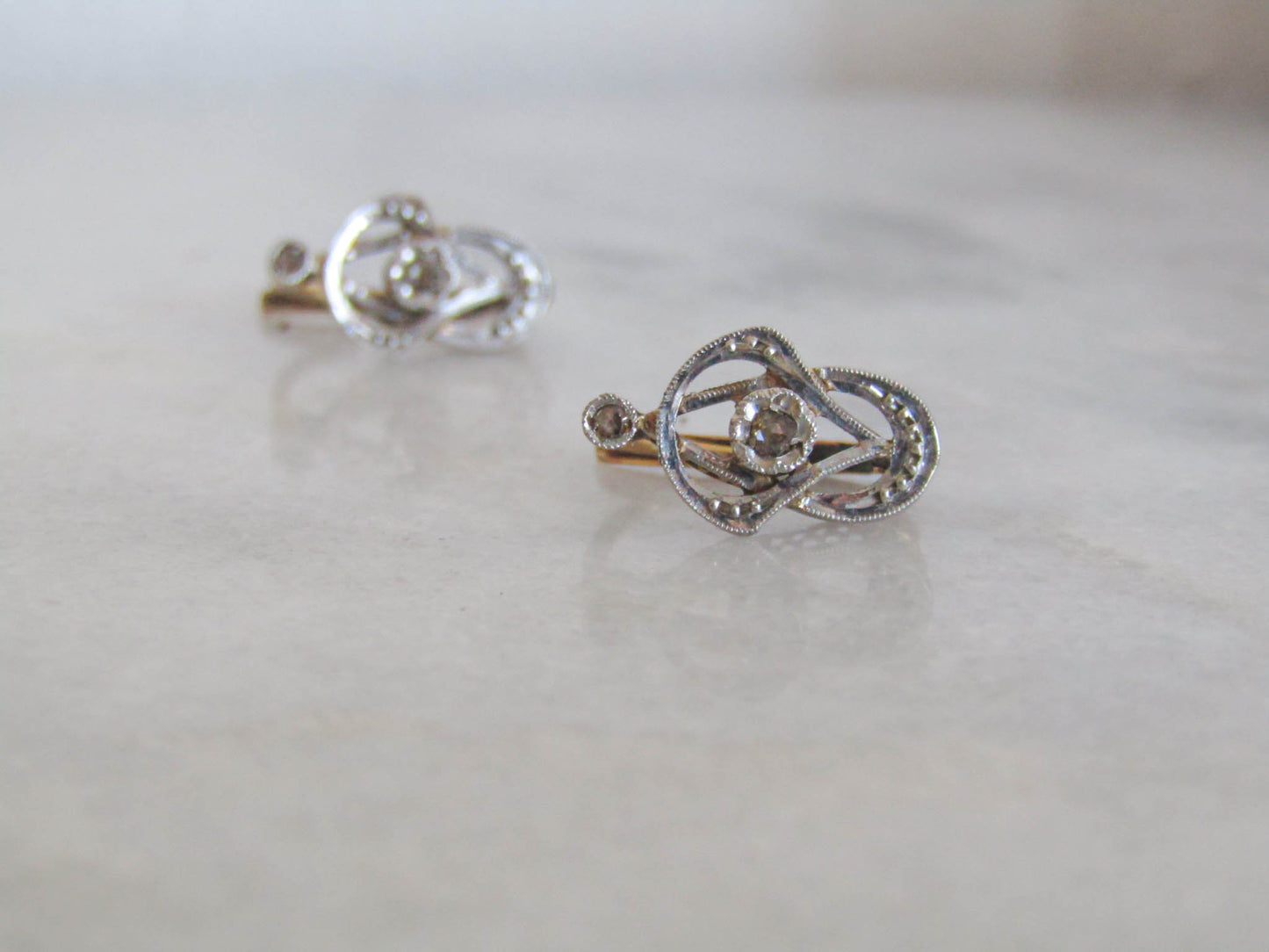 Antique French 18K Gold and Art Nouveau Edwardian Drop Dangle Earrings c. 1900