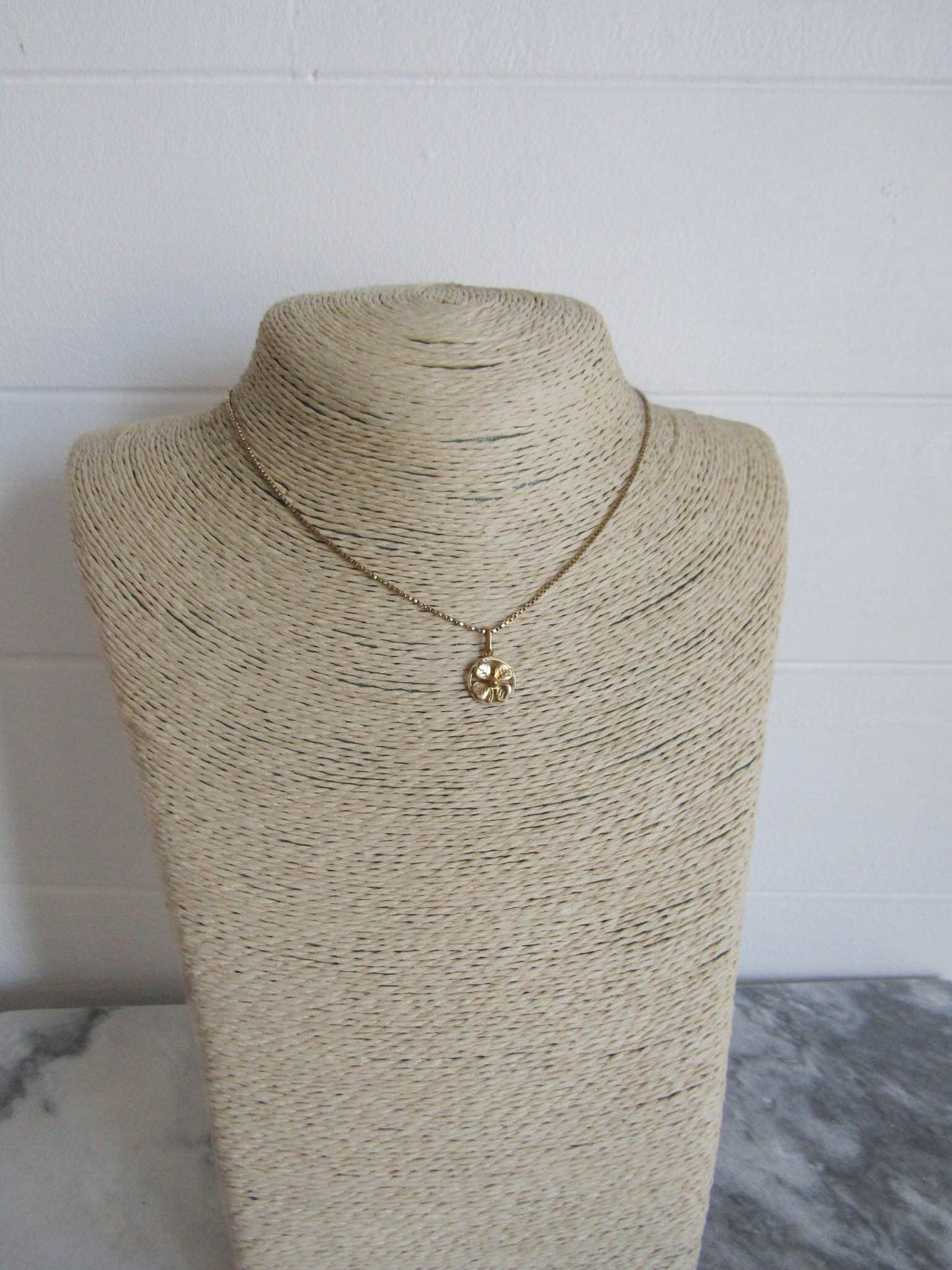 Antique Lucky Shamrock Pendant Charm, French Solid Gold Luck Charm c. 1910