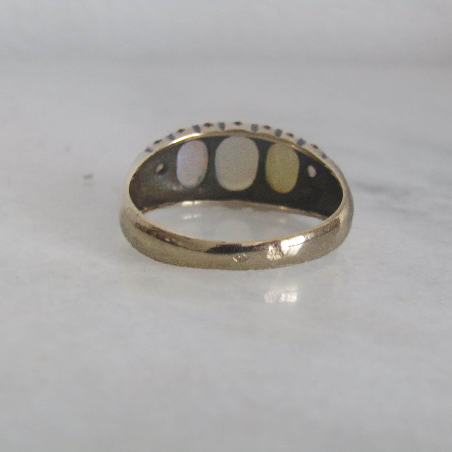 Antique Edwardian Five Stone Opal Ring 9K Stackable Ring c. 1900