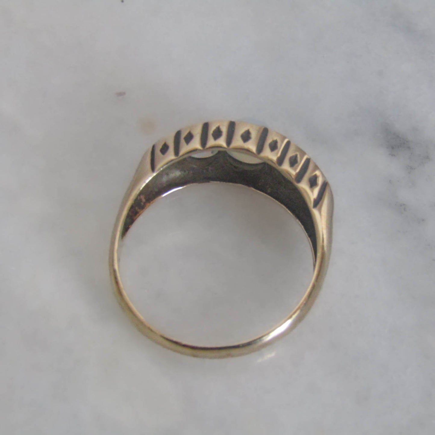 Antique Edwardian Five Stone Opal Ring 9K Stackable Ring c. 1900