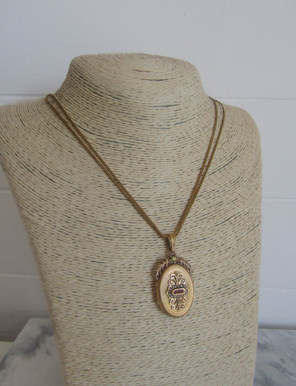 Antique 18K Solid Gold French Victorian Locket with Hinged Glass Partition