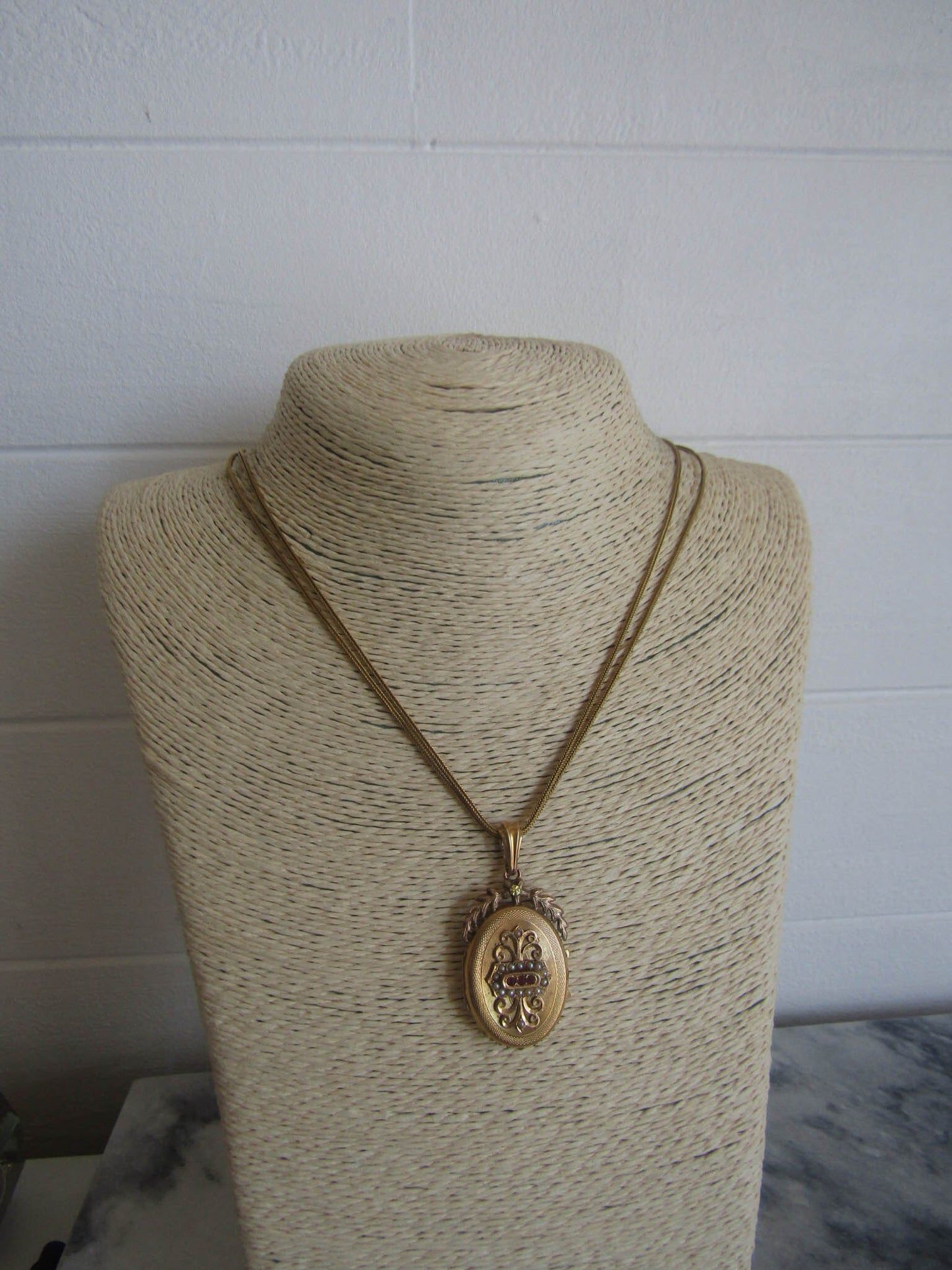 Antique 18K Solid Gold French Victorian Locket with Hinged Glass Partition