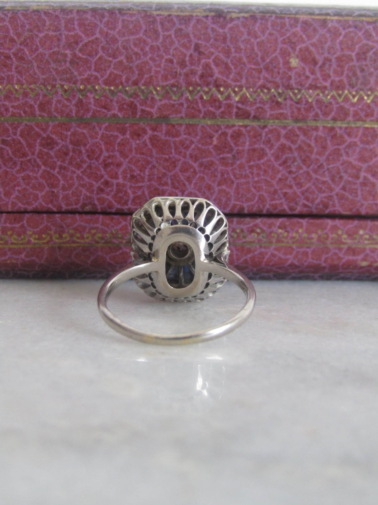 Antique Art Deco Engagement Ring with Calibrated Sapphires and Diamonds c. 1920