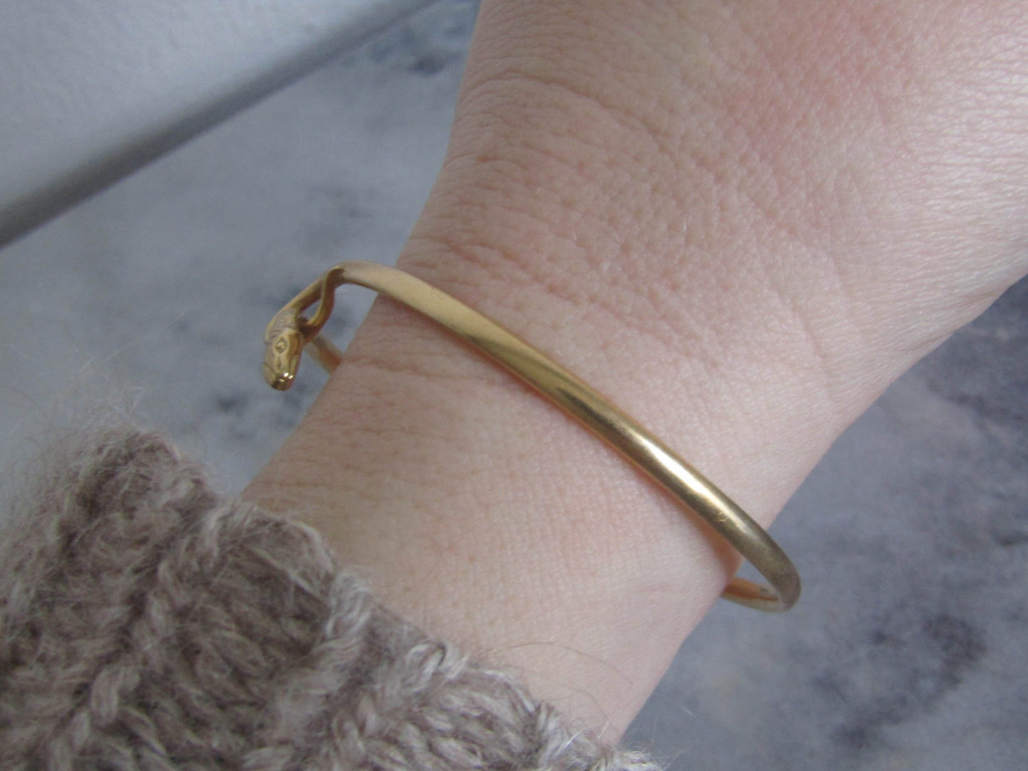 Antique 18K Gold French Victorian Belle Epoque Snake Bangle c. 1900