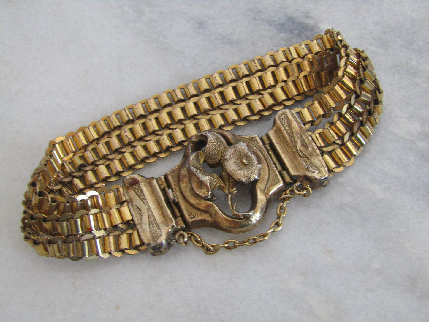 Antique Vermeil and Gold Filled Three Chain Bracelet