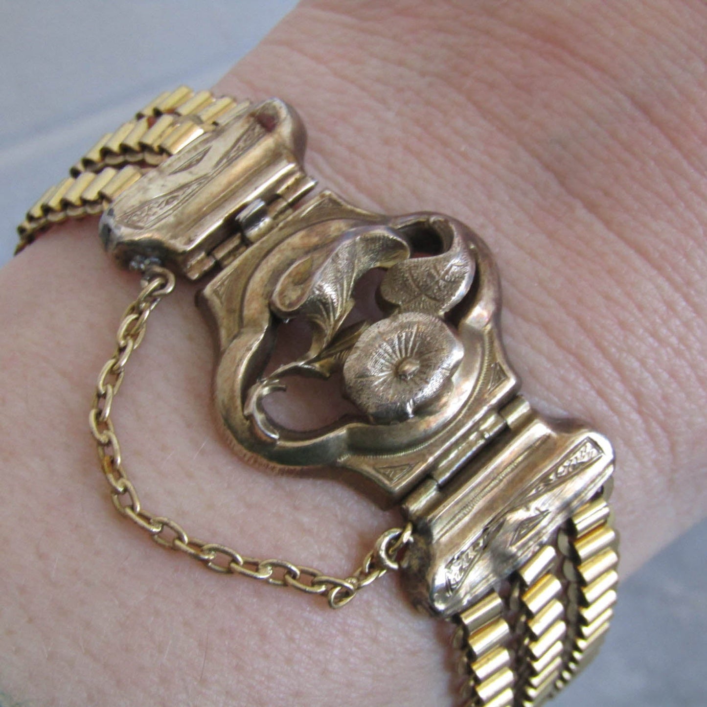 Antique Vermeil and Gold Filled Three Chain Bracelet