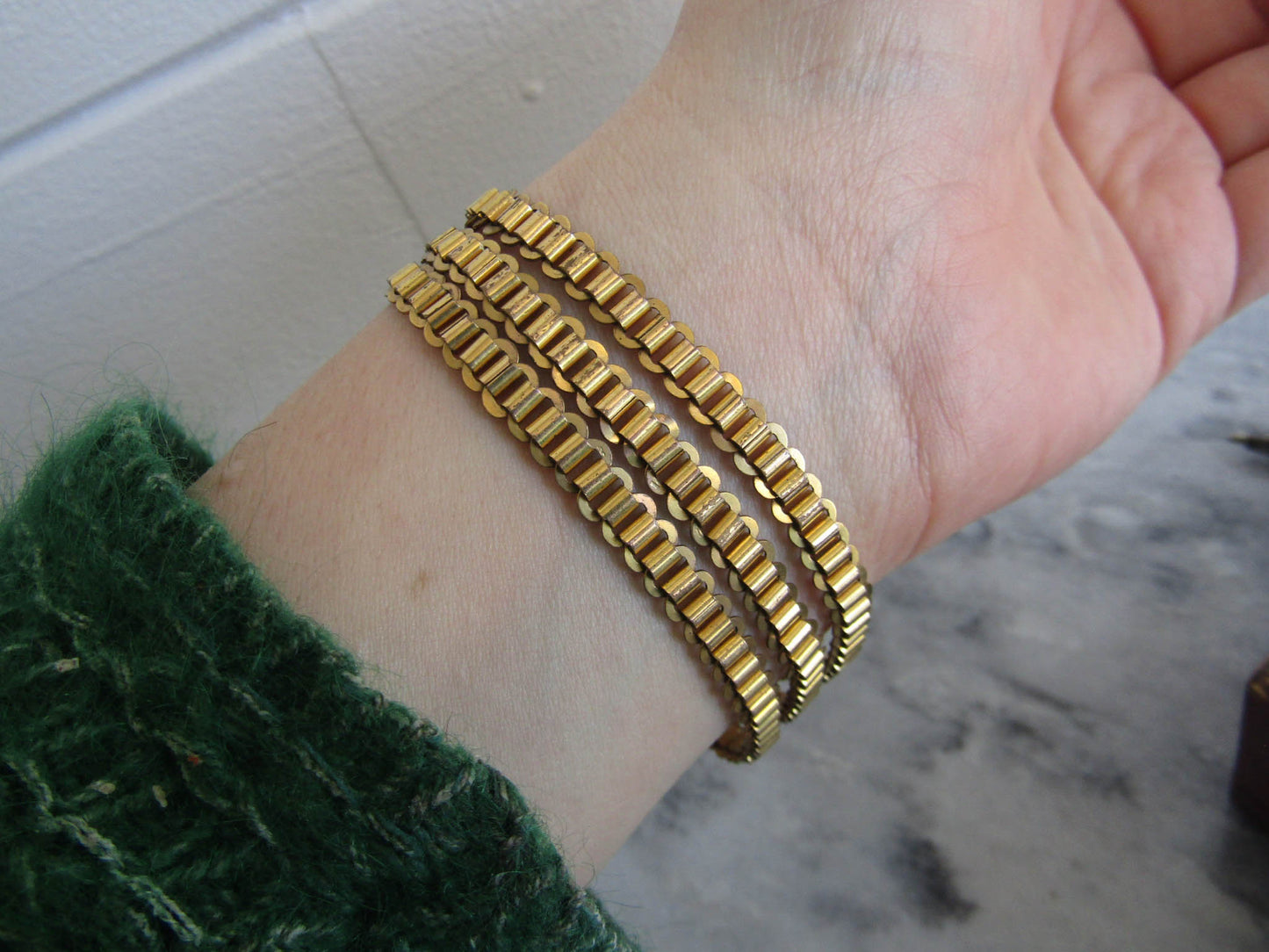 Antique Vermeil and Gold Filled Three Chain Bracelet