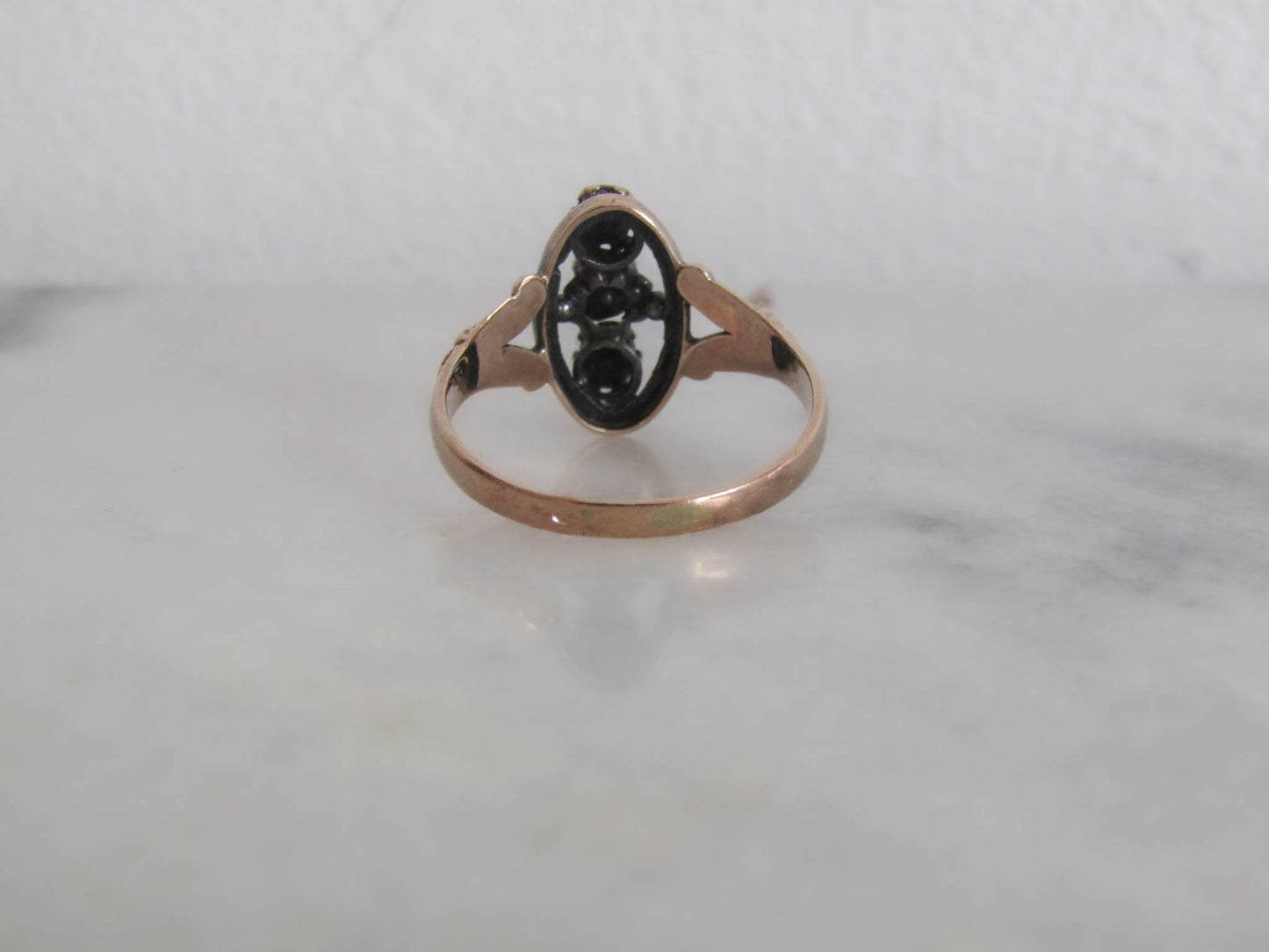 Antique Georgian Three Stone Rose Cut Diamond Ring c. 1830