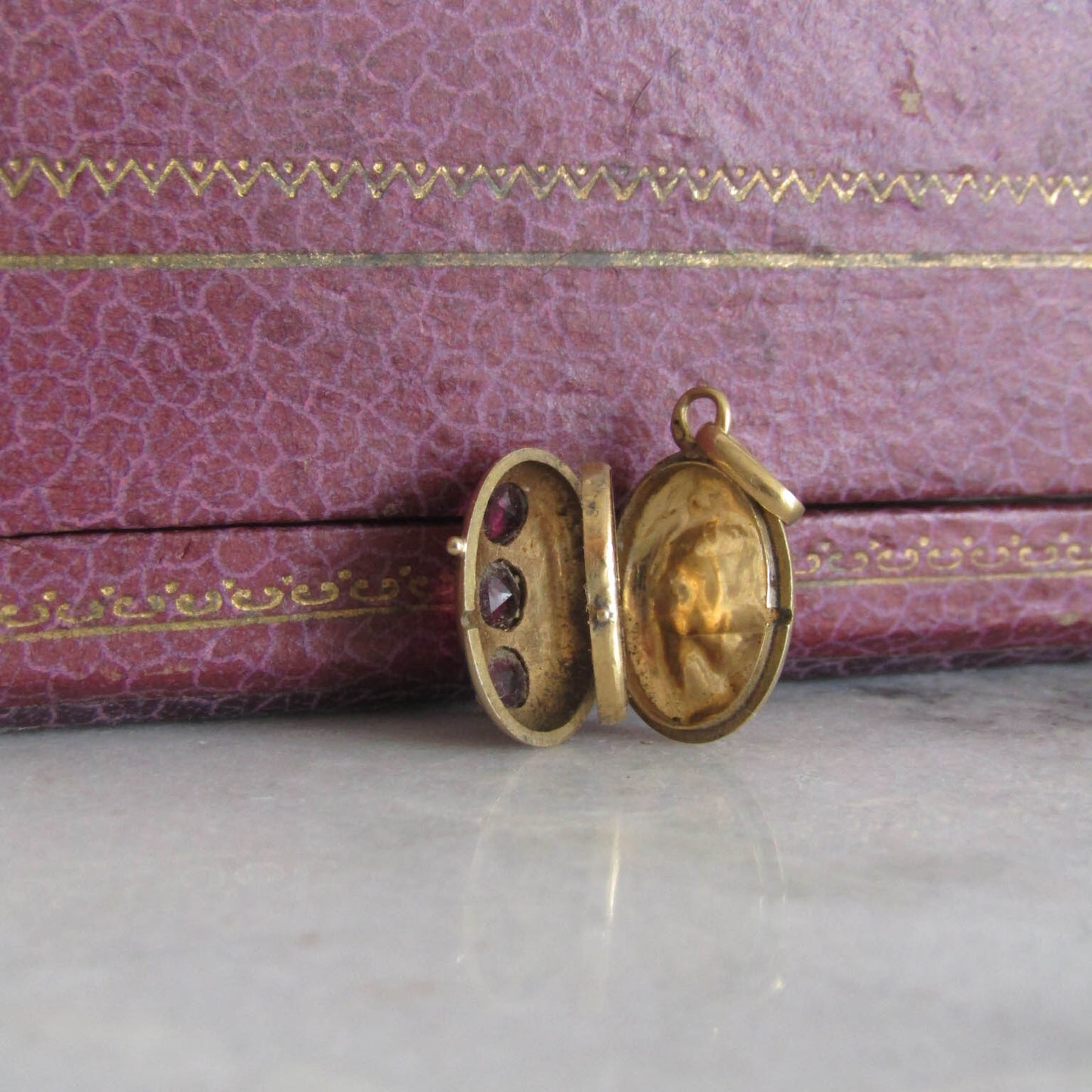 Antique Mid-Victorian French Garnet Locket c. 1860