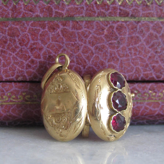 Antique Mid-Victorian French Garnet Locket c. 1860