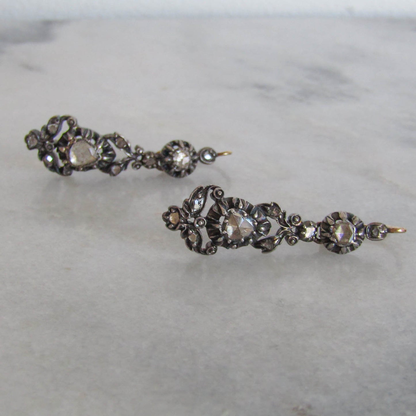 Antique French Regional Day and Night Drop Dangle Earrings