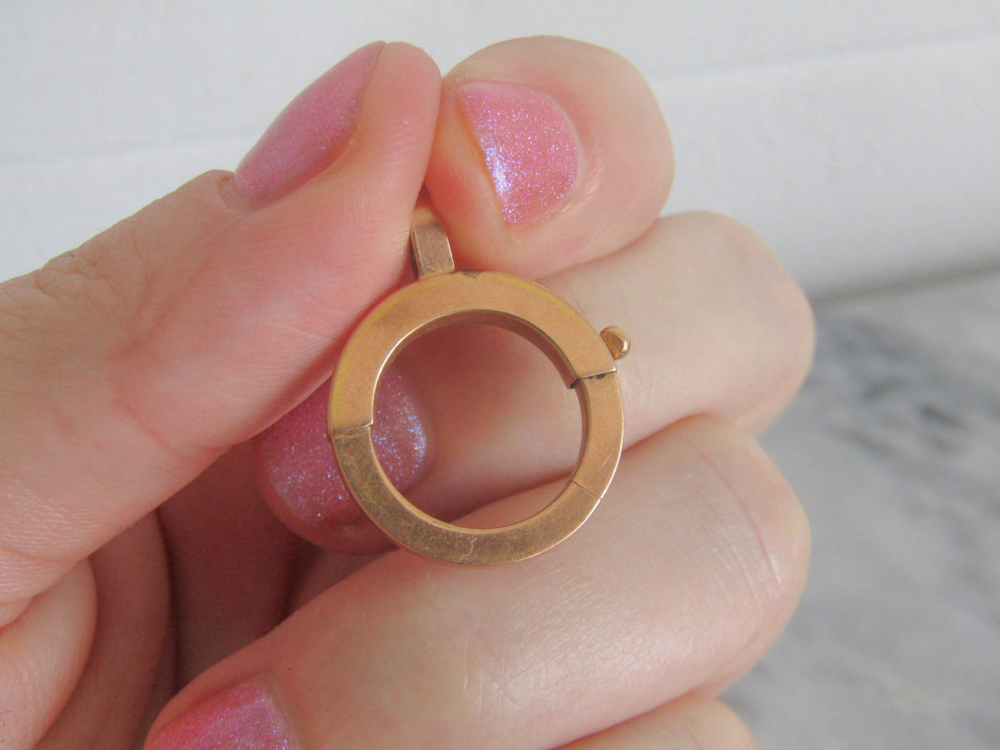 Antique Victorian 18k Rose Gold Bolt Ring, Belle Epoque Spring Ring