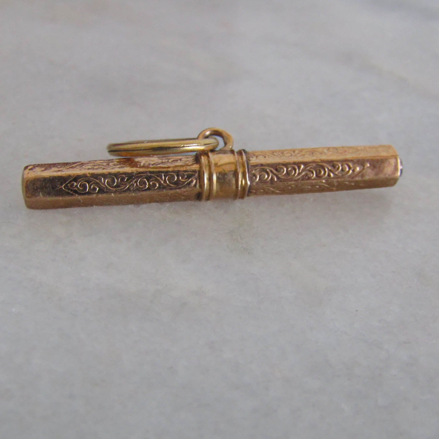 Antique 18K Solid Gold Albert Chain T-Bar Pendant