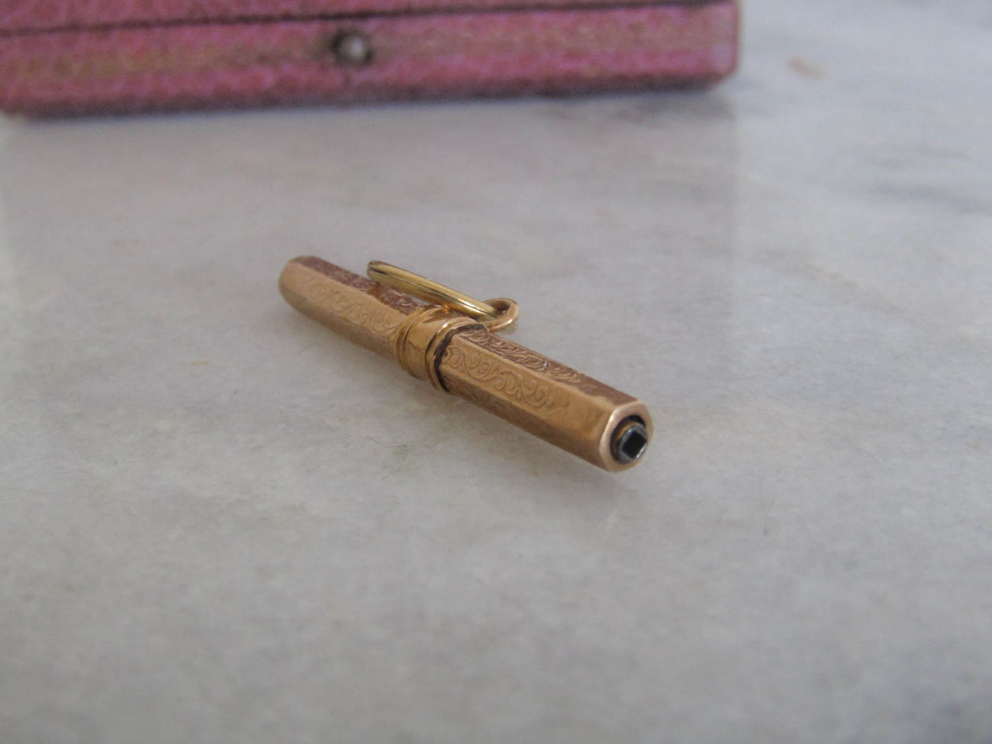 Antique 18K Solid Gold Albert Chain T-Bar Pendant