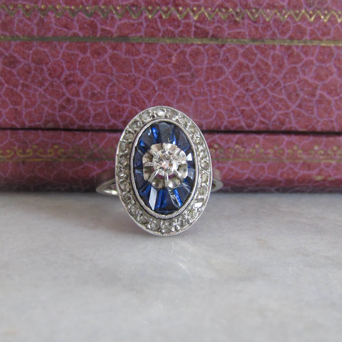 Antique Art Deco Calibrated Sapphire Ring