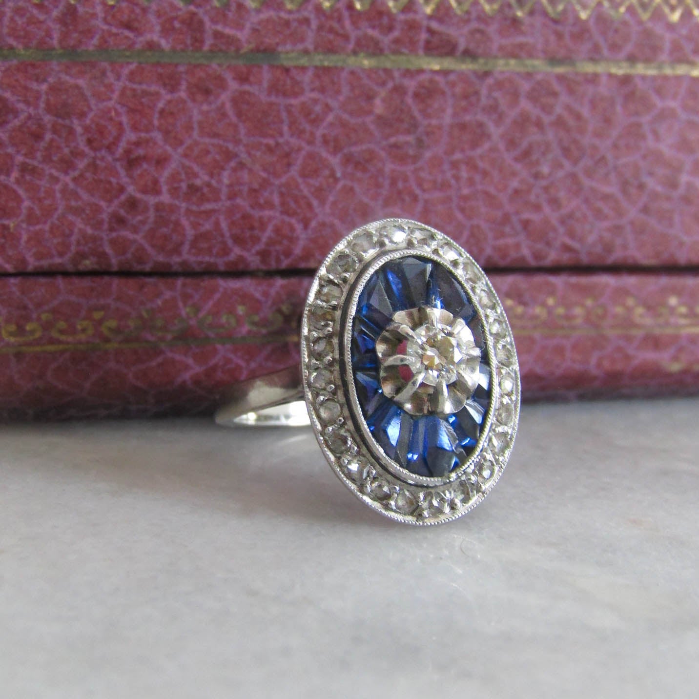 Antique Art Deco Calibrated Sapphire Ring