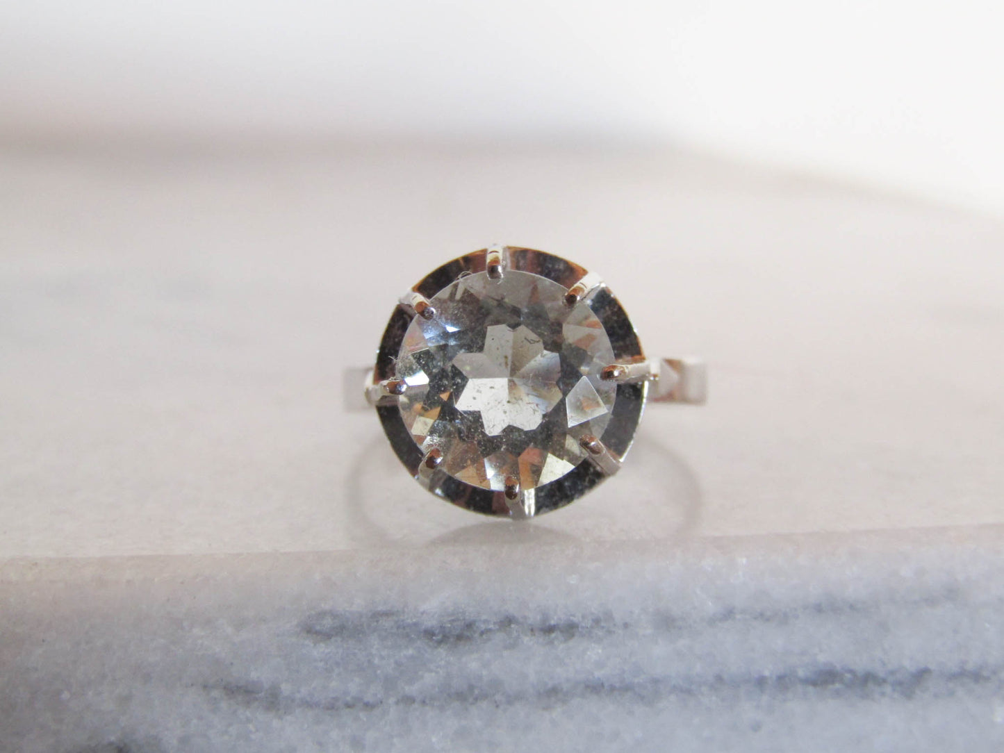 Antique Solid 18K White Gold 2.4 Carat Aquamarine Solitaire Ring of French Origin