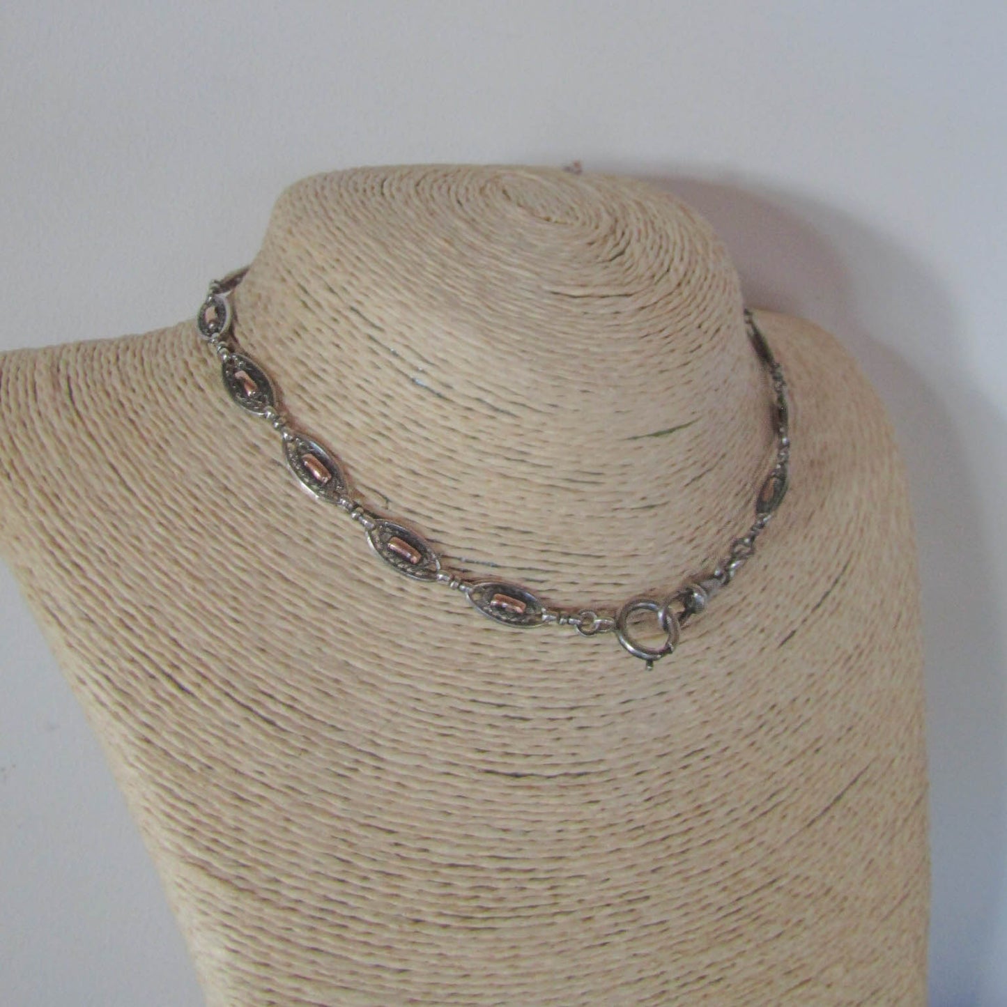 Antique French Silver and Rose Gold Fill Art Deco Watch Chain