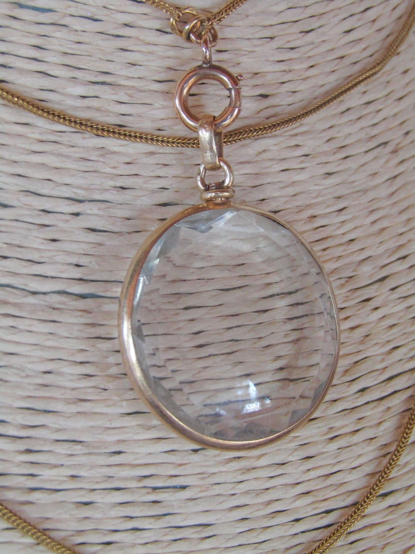 Antique French 18k Solid Gold Beveled Glass Photo Locket c. 1900