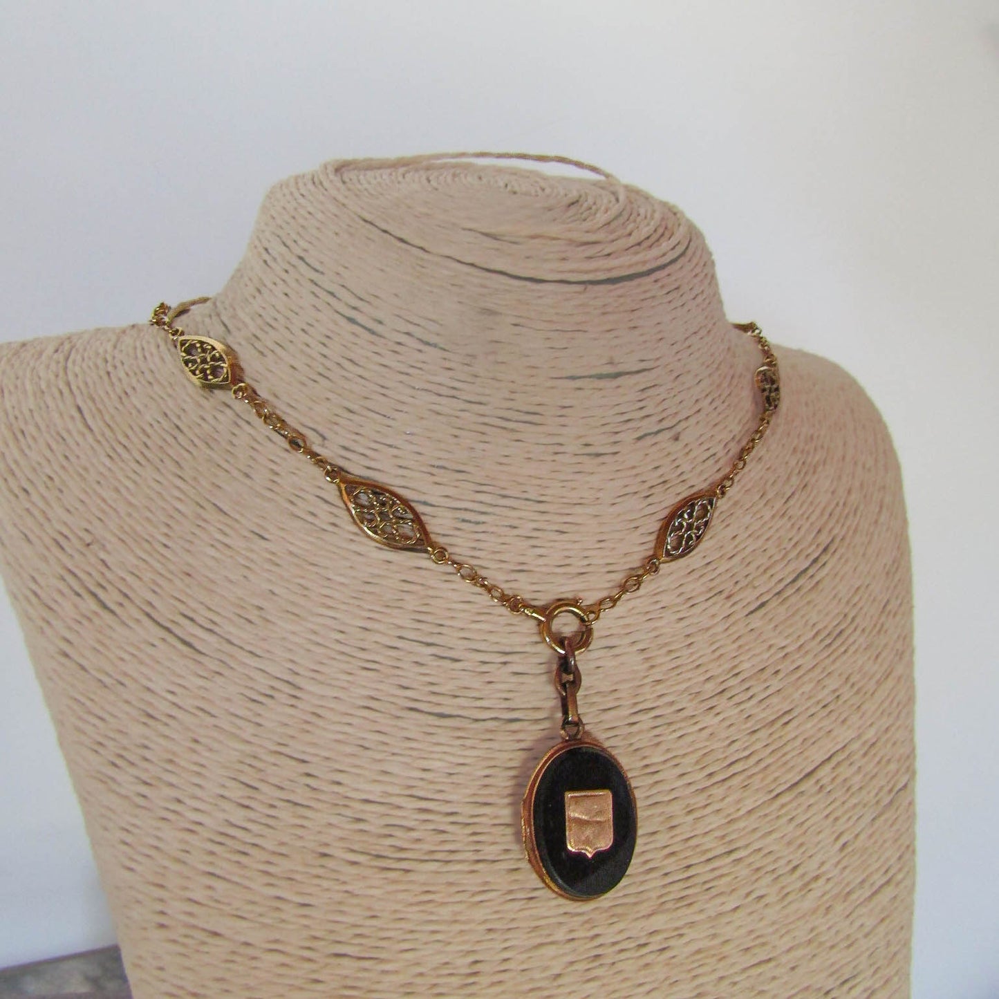 Antique 14K Gold Onyx Locket of French Origin