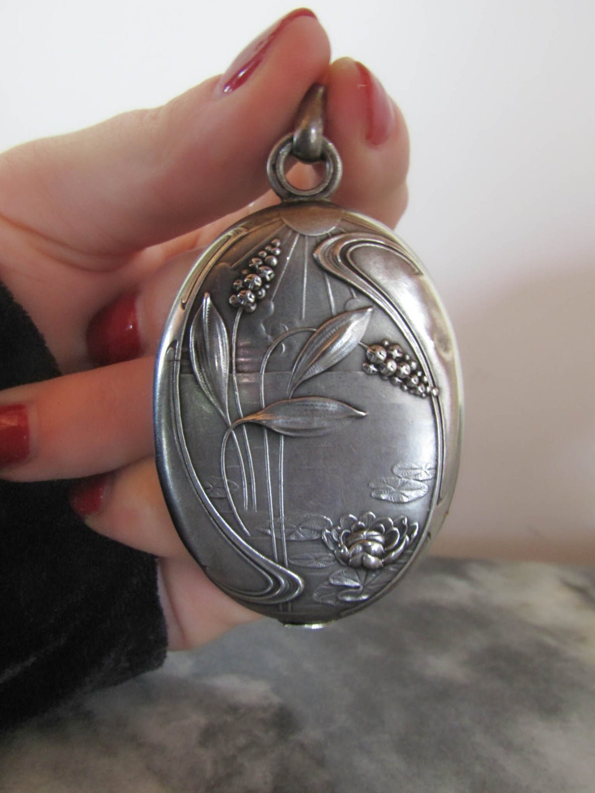 Silver Aesthetic Slide Mirror Locket of French Origin c. 1890