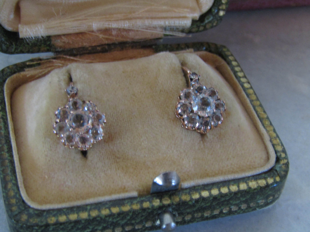 Edwardian Cluster Earrings, 18K Rose Gold, Hand-Crafted Daisy Design