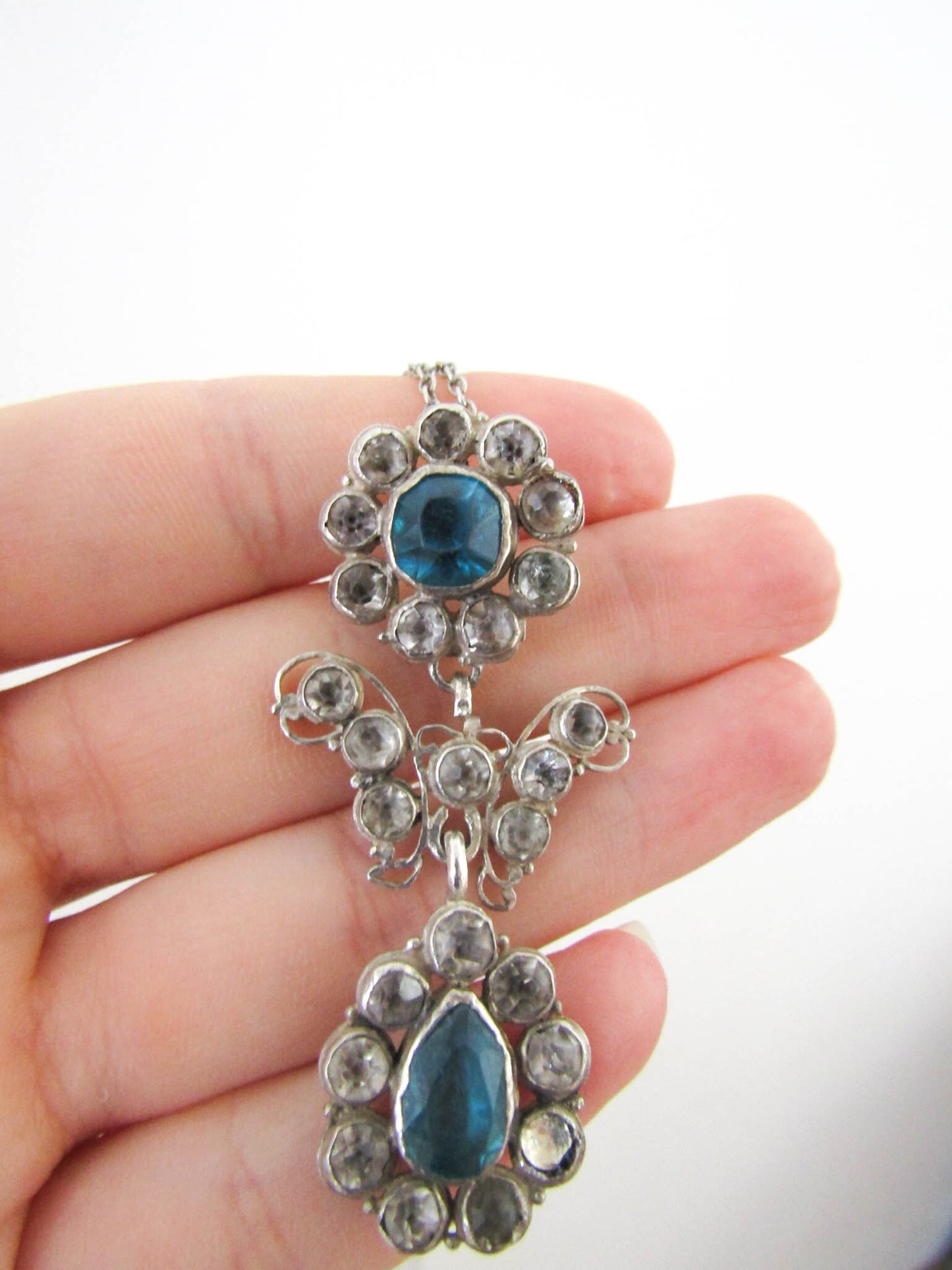 GEORGIAN Black Dot Paste Pendant c. 1800, Antique Butterfly Paste Pendant