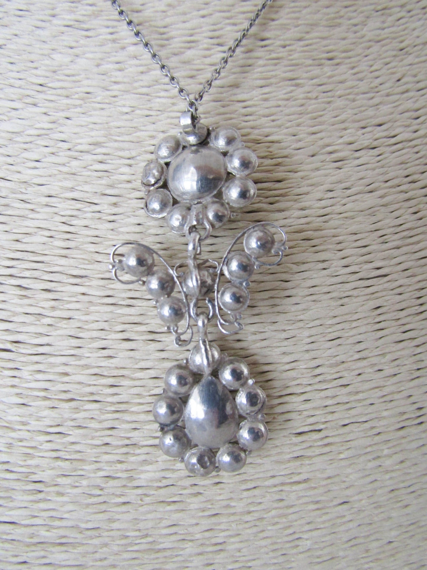 GEORGIAN Black Dot Paste Pendant c. 1800, Antique Butterfly Paste Pendant