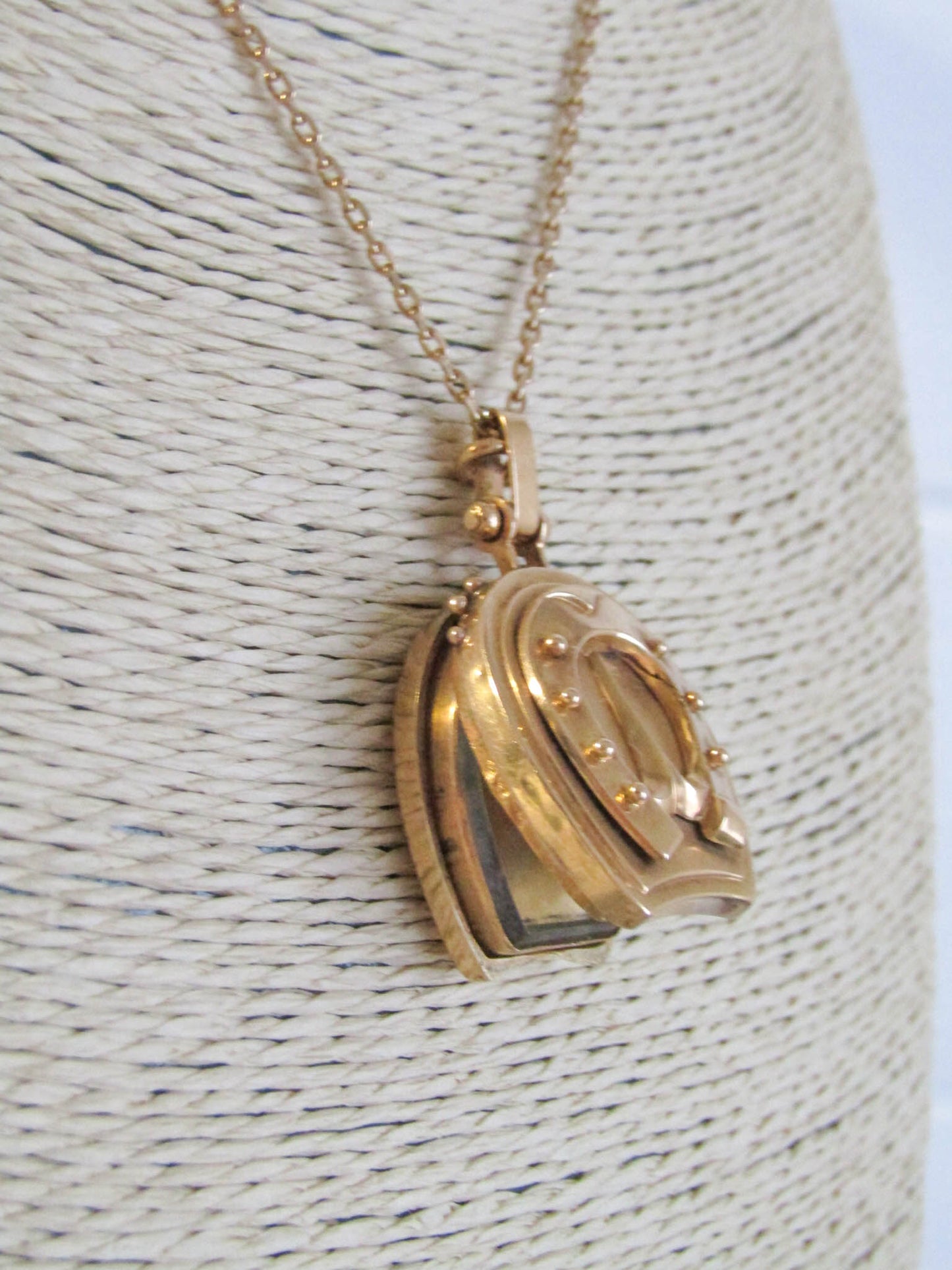 LAYAWAY 1/2 18K Victorian horseshoe lucky locket, antique French Belle Epoque pendant