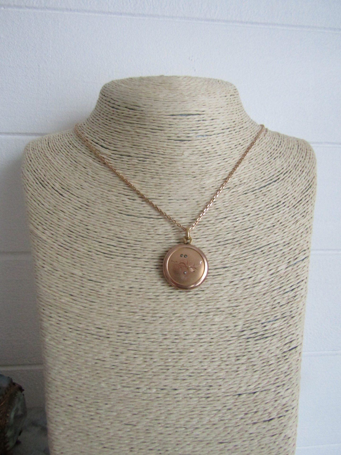 Antique French Gold Filled Pendant with Glass Pearls c. 1900