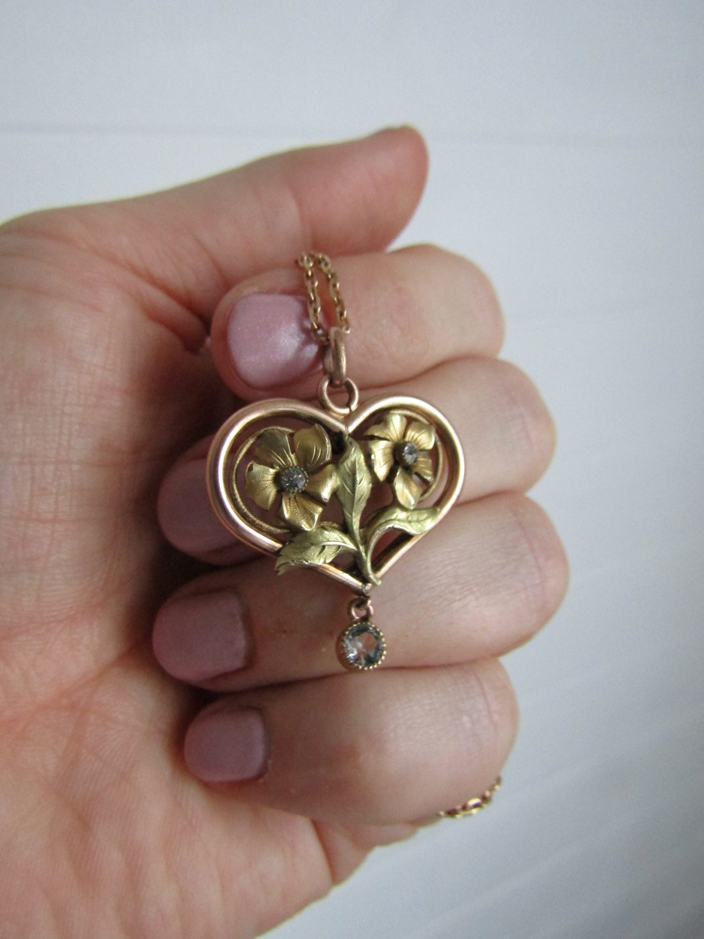 Antique French Gold Filled Art Noveau Floral Pendant, Vintage Floral Pendant