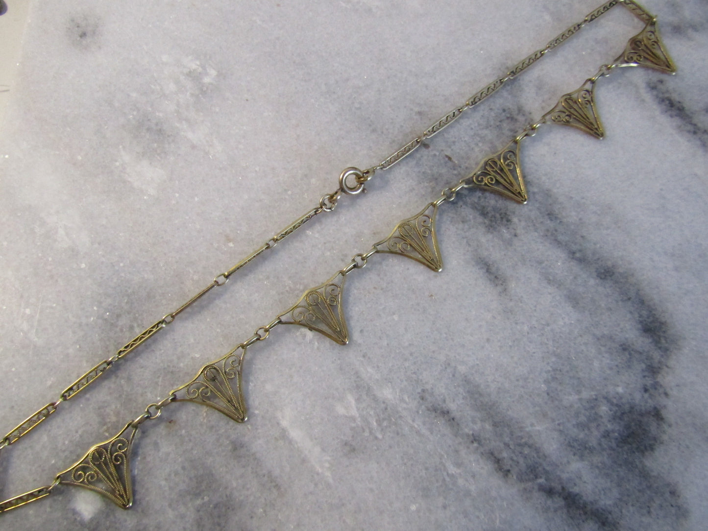 Antique Gold Filled Art Nouveau Drapery Necklace, Antique French Necklace