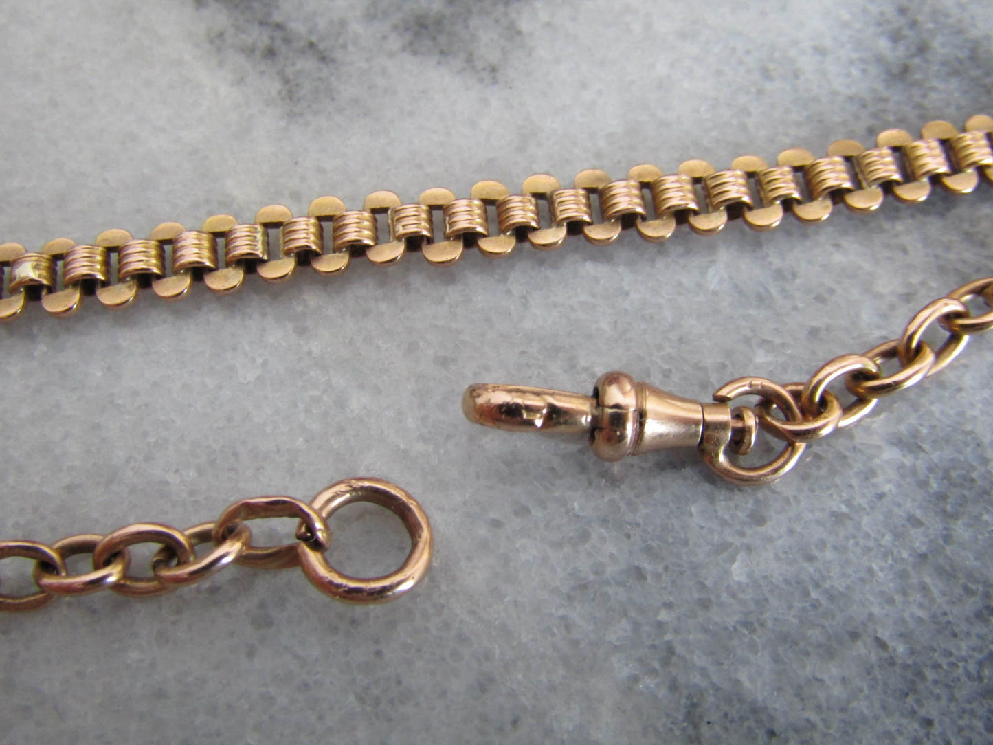 Antique 18K Rose Gold Book Chain Bracelet Conversion, Antique French Victorian Chain Bracelet