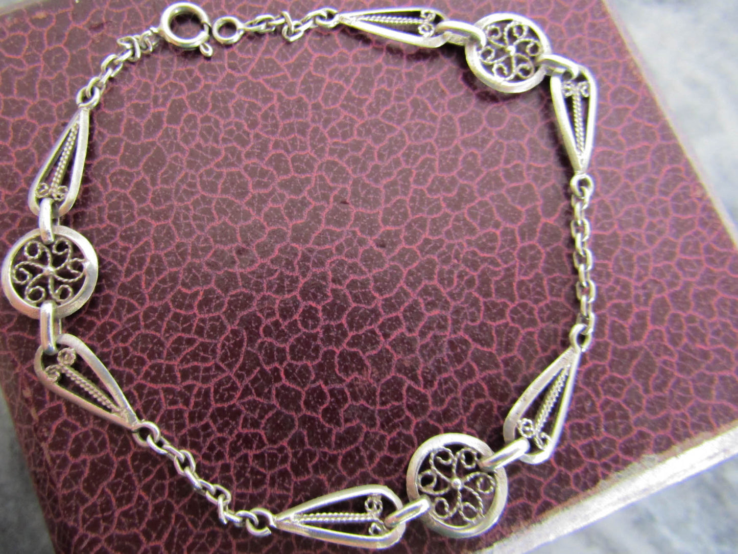 Antique French Silver Filigree Bracelet c. 1900