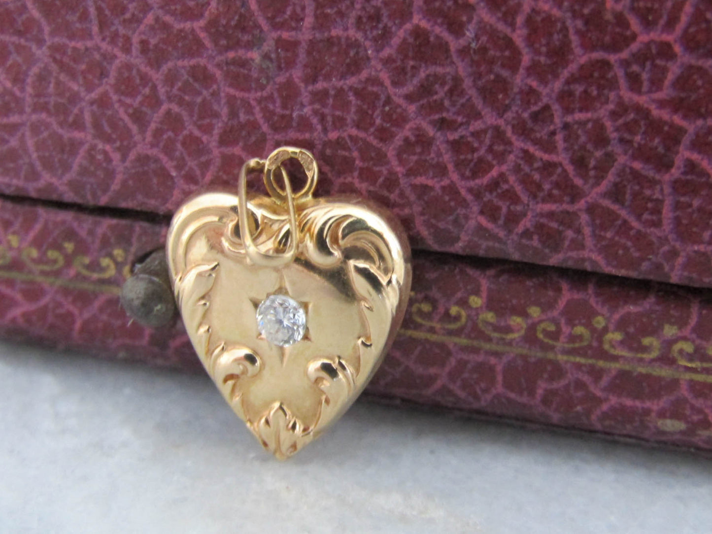 RESERVED | 18K Diamond Art Nouveau Charm, Antique French Gold Mini Pendant c. 1900