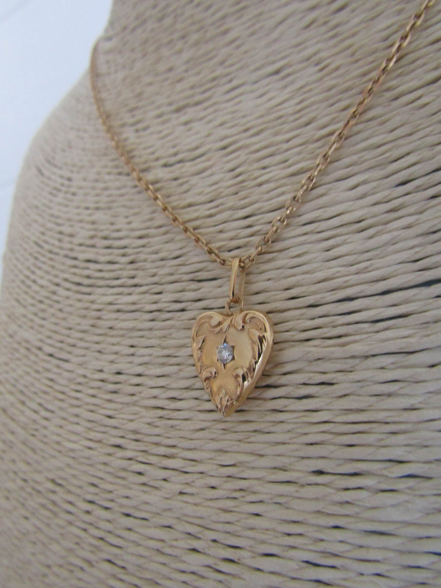 RESERVED | 18K Diamond Art Nouveau Charm, Antique French Gold Mini Pendant c. 1900