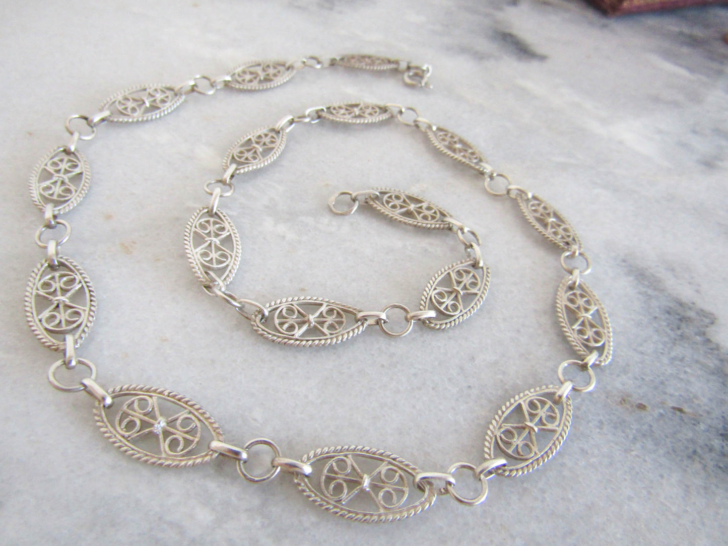 Antique French Silver Filigree Chain