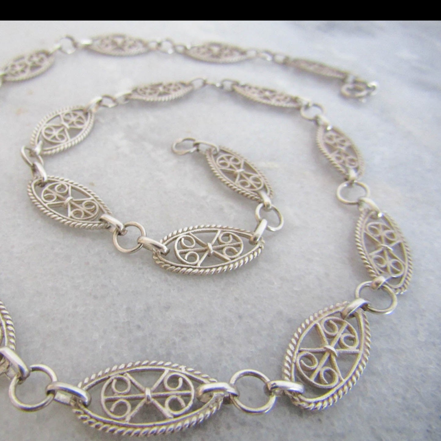 Antique French Silver Filigree Chain