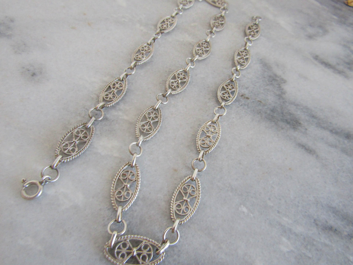 Antique French Silver Filigree Chain