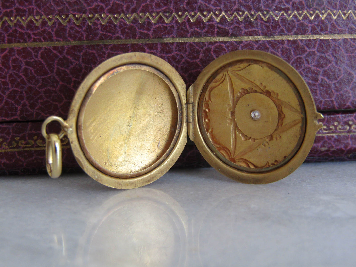 Art Nouveau DIAMOND and 18k solid gold locket, Antique French Belle Epoque Pendant c. 1900