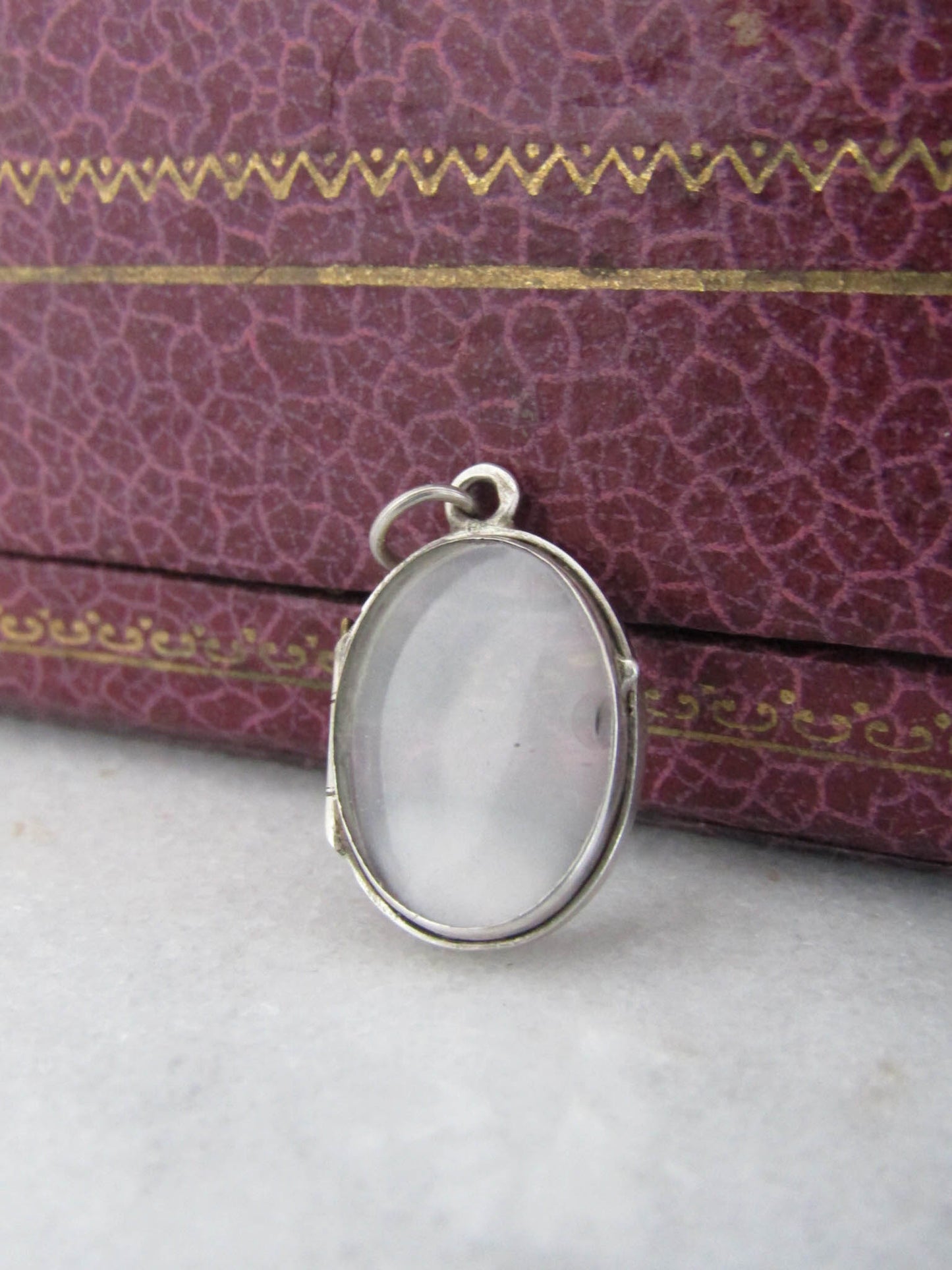 Antique Silver Photo Shaker Locket, Edwardian Glass Sentimental locket