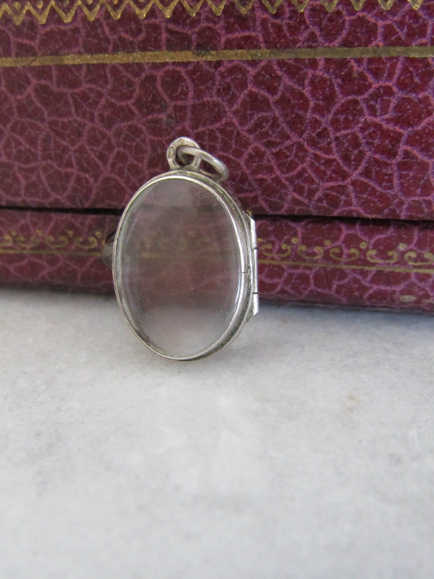 Antique Silver Photo Shaker Locket, Edwardian Glass Sentimental locket