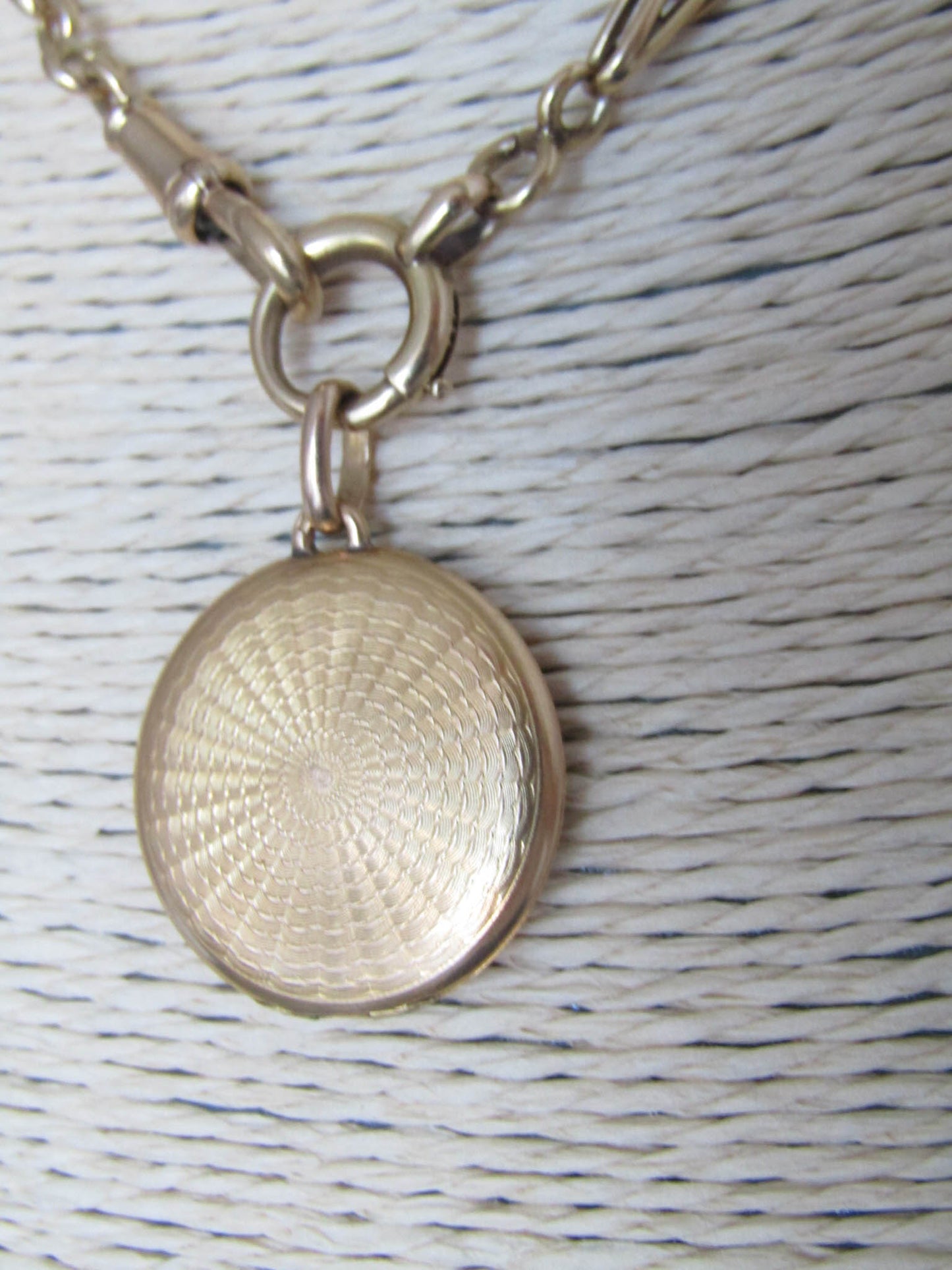 Antique 18K Solid Gold Guilloche Locket c. 1900, French Belle Epoque Enginge Turned Pendant