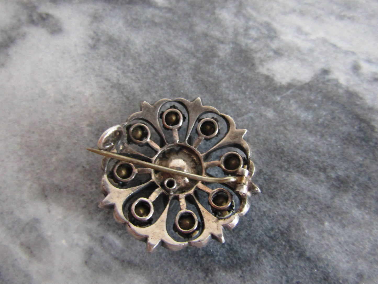 Antique Silver Paste Brooch, Victorian Belle Epoque French Brooch, XIX Century Jewelry