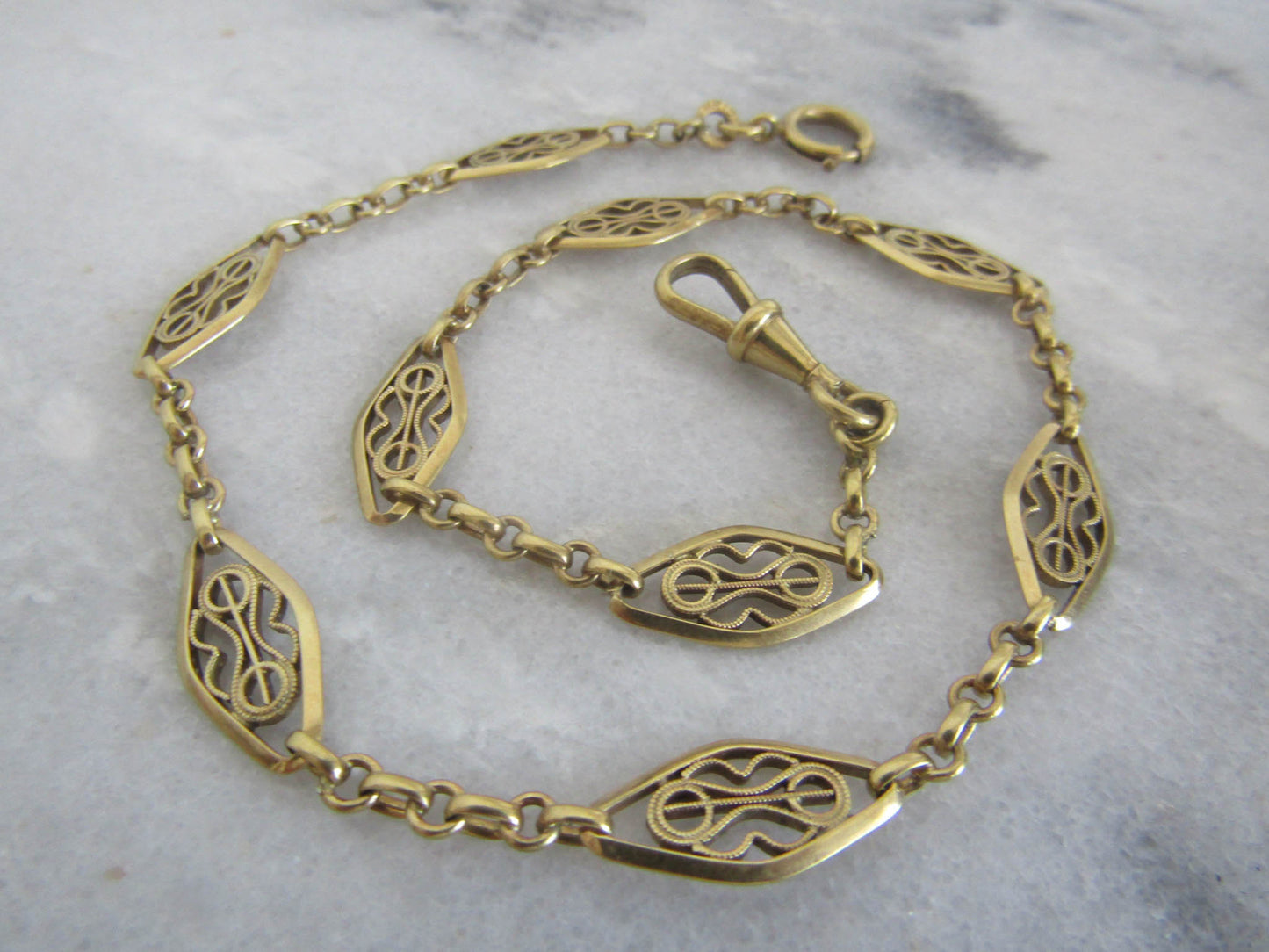 Antique Gold Filled Watch Chain, Vintage French Watch Chain