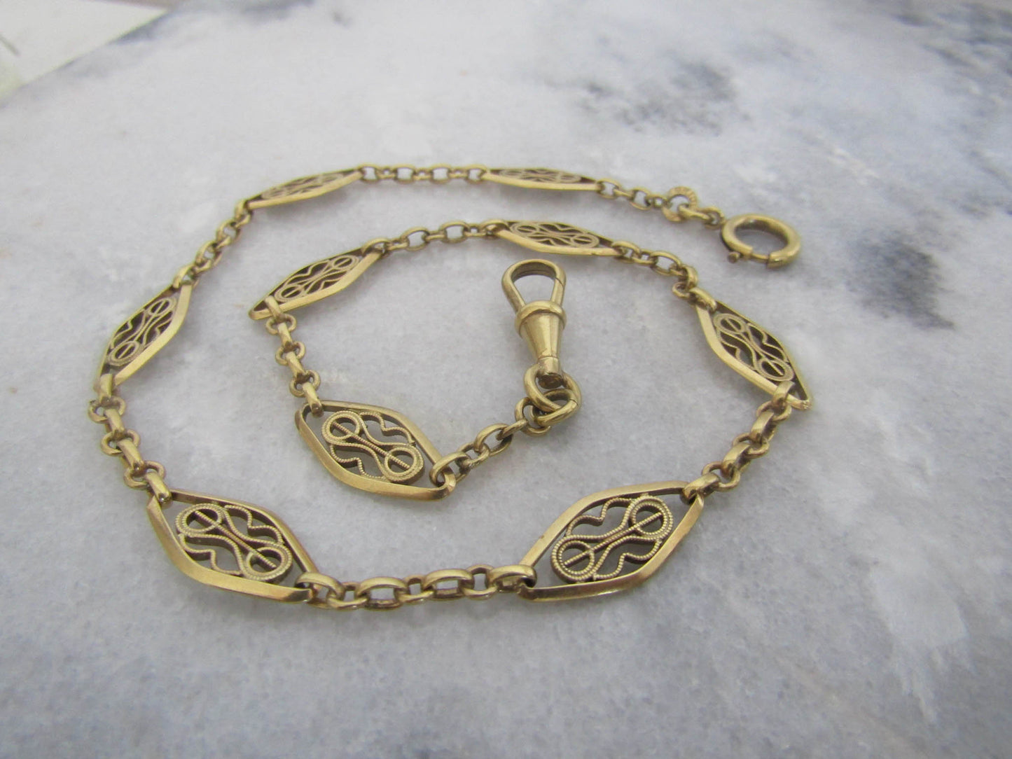 Antique Gold Filled Watch Chain, Vintage French Watch Chain